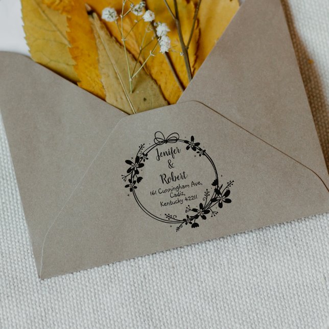 Sello De Caucho Elegante pareja de direcciones de retorno floral (Subido por el creador)