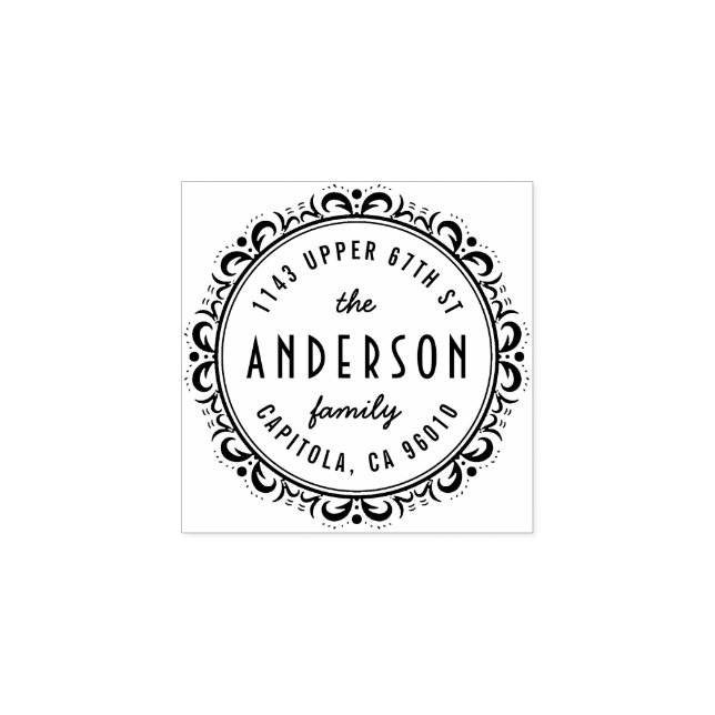 Sello De Caucho Elegante Personalizado de dirección Art Deco Frame (Impresión)