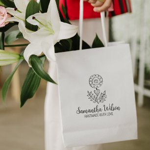 Sello De Caucho Elegante Personalizado de flor hecho a mano grande