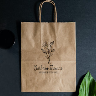 Sello De Caucho Elegante Personalizado de flor hecho a mano grande