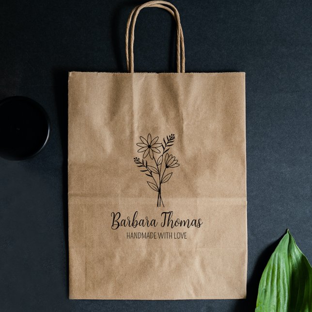 Sello De Caucho Elegante Personalizado de flor hecho a mano grande (Subido por el creador)