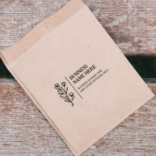Sello De Caucho Elegante Personalizado de negocios de flores silve