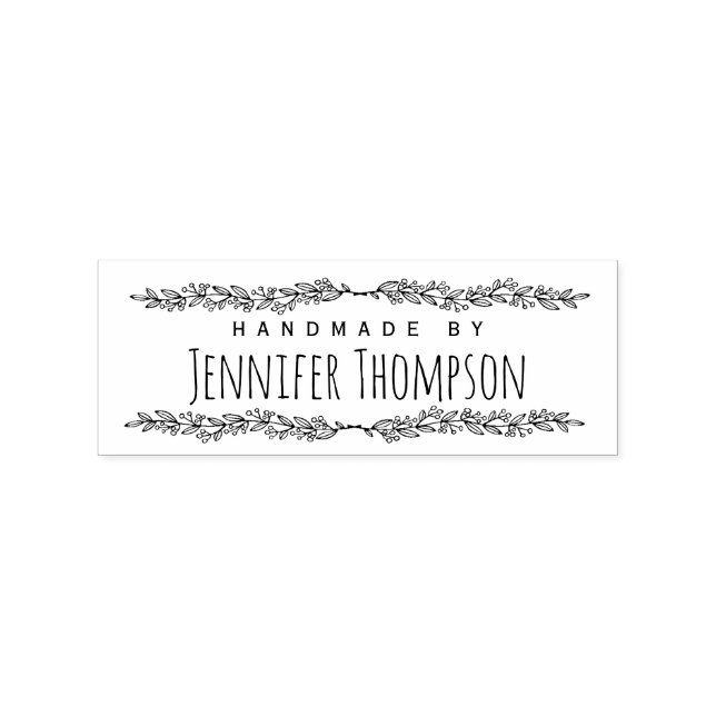 Sello De Caucho Elegante Personalizado Hecho a Mano Por (Impresión)