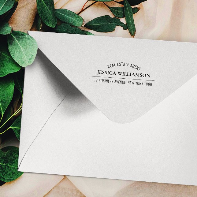 Sello De Caucho Elegante profesional de nombre de negocio minimali (Modern business name, address and custom text rubber ink stamp)