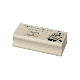 Sello De Caucho Elegante Rosa de oro Boda negro