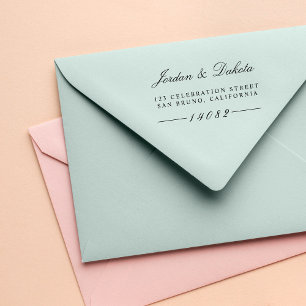 Sello De Caucho Elegante Script Custom Names Boda Dirección de dev