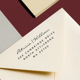 Sello De Caucho Elegante Script Dos Nombres Dirección de Retorno S