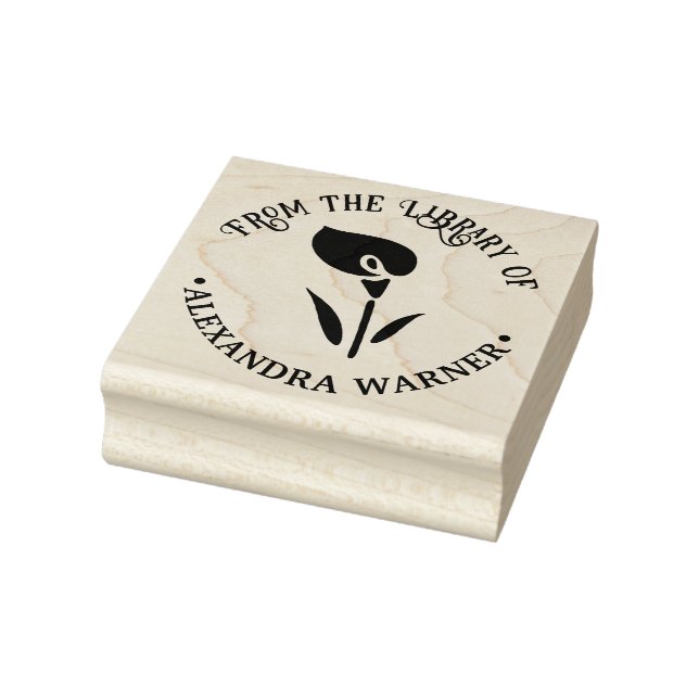 Sello De Caucho Elegante Silueta de Lirio de Calla Nombre de la Bi (Sello)