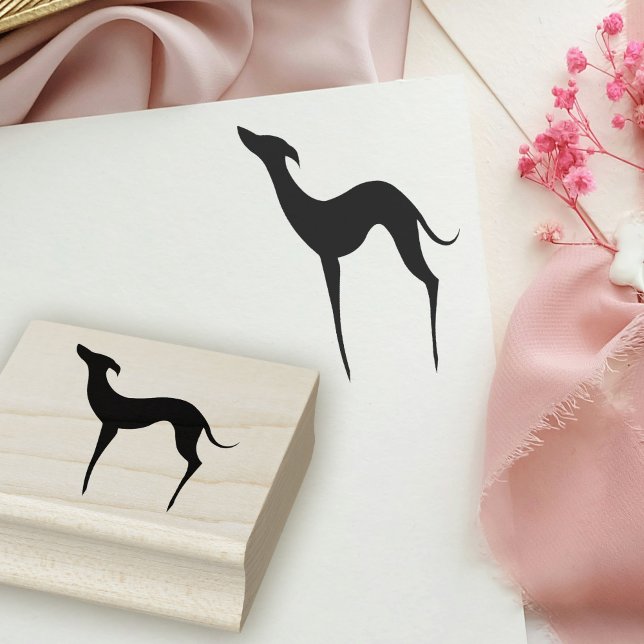 Sello De Caucho Elegante silueta de perro blanco de Greyhound (Subido por el creador)