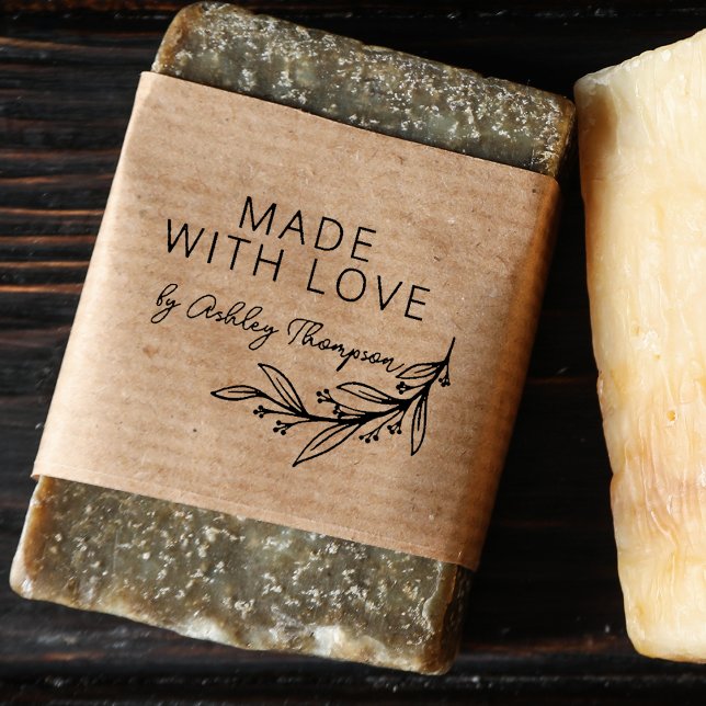 Sello De Caucho Elegante verde personalizado hecho a mano por (Stylish Greenery Personalized Handmade By Rubber Stamp)