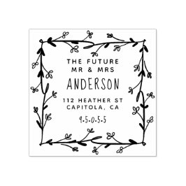 Sello De Caucho Elegante Wreath Future Mr & Mrs Return Address