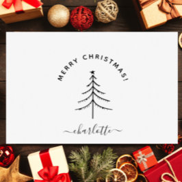 Sello De Caucho Elegante y estirado en mano Feliz Navidad