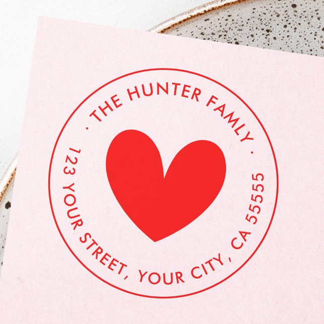Sello De Caucho Elegante y simple corazón San Valentín dirección d (Elegant simple heart Valentines return address Rubber Stamp)