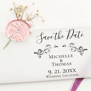Sello De Caucho Elegantes parejas Boda Foliage Save the Date