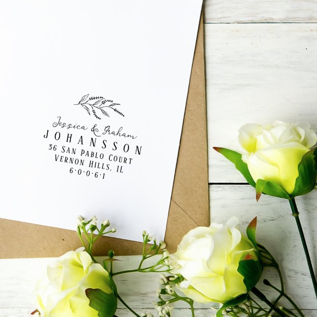 Sello De Caucho Elegantes Parejas Florales Nombres Dirección de Re (Subido por el creador)