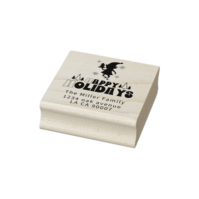 Sello De Caucho Elf retro Feliz Navidad (Sello)