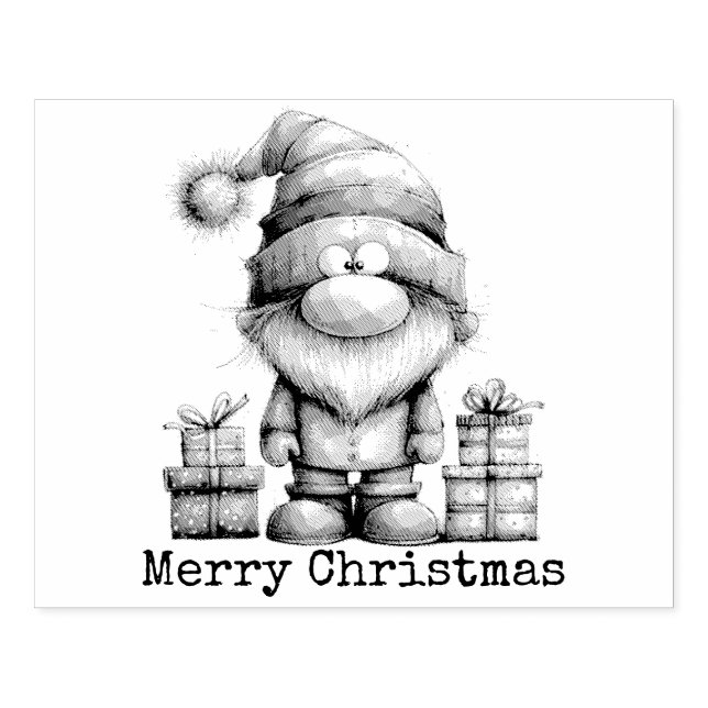Sello De Caucho Elfo personalizable Feliz Navidad (Impresión)