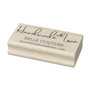 Sello De Caucho Empresa de Hechos a Mano con Amor Nombre y Sitio W