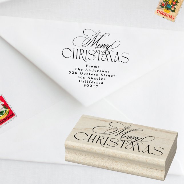 Sello De Caucho Encantada elegancia negra clásica Feliz Navidad (Subido por el creador)