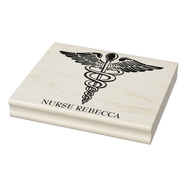 Sello De Caucho Enfermera Caduceus Monograma Nombre (Sello)