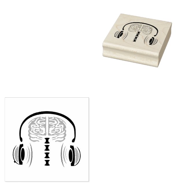 Sello De Caucho Enfermera de Gris cerebral escuchando canción (Sellado)