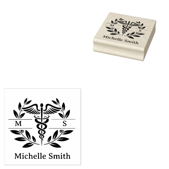 Sello De Caucho Enfermera Médica de Monograma minimalista (Sellado)