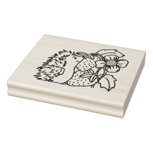 Sello De Caucho Erizo y Fresas