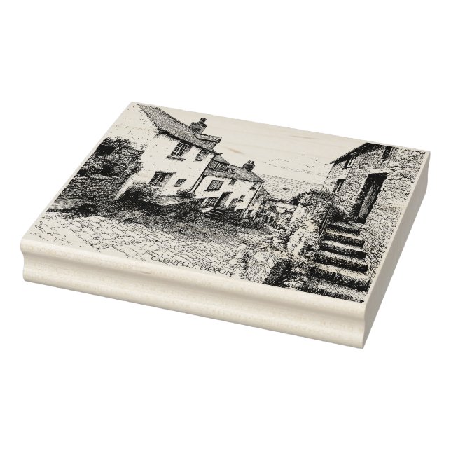 Sello De Caucho Esbozo de Aldea Clovelly, Devon England (Sello)