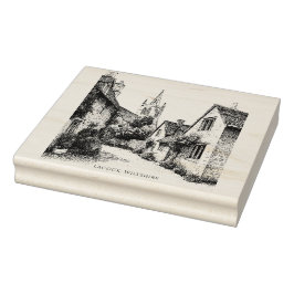 Sello De Caucho Esbozo de la aldea del lagarto, Wiltshire England