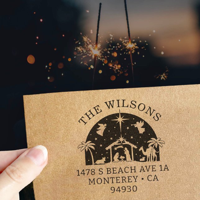 Sello De Caucho Escena de la Natividad El bebé Jesucristo Direcció (Subido por el creador)