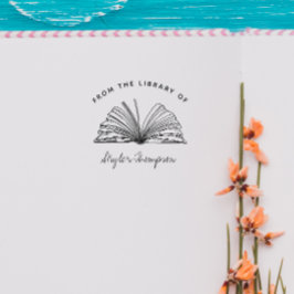 Sello De Caucho Escrito A Mano Vintage De La Biblioteca De Script