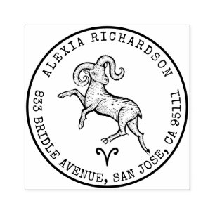 Sello De Caucho Escudo dibujado a mano por Aries Ram Zodiac   Dire