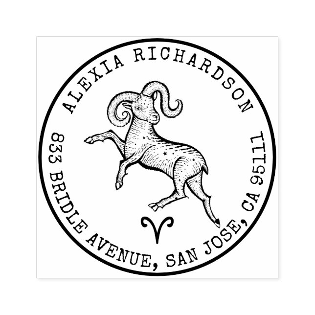 Sello De Caucho Escudo dibujado a mano por Aries Ram Zodiac | Dire (Impresión)