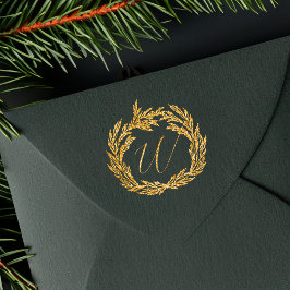 Sello De Caucho Escudo Monograma de caligrafía de Wreath Winter Ga
