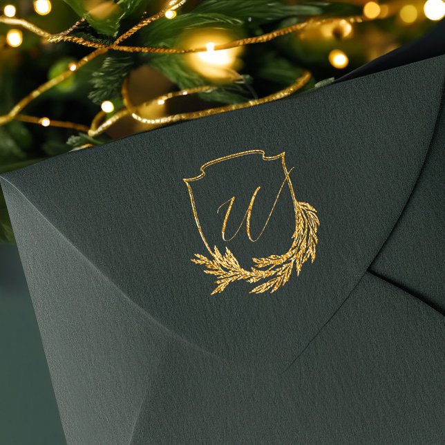 Sello De Caucho Escudo Monograma de escritura de caligrafía de Win (Winter Garland Calligraphy Script Monogram Crest Rubber Stamp)