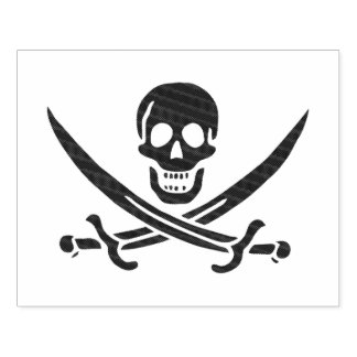 Sello De Caucho Espadas de cráneo de obsidiana Bandera pirata de C