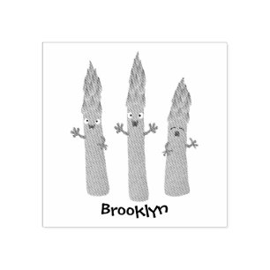 Sello De Caucho Espárrago lindo cantando trío de verduras personal