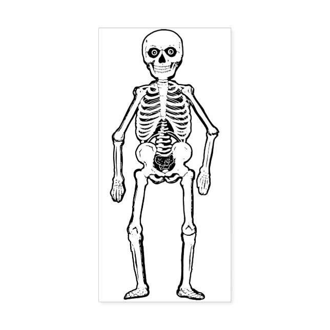 Sello De Caucho Esqueleto de Halloween alemán vintage (Impresión)