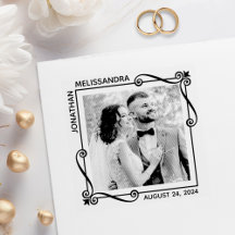 Esquina Swirls Square Frame Boda Foto