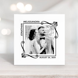 Sello De Caucho Esquina Swirls Square Frame Boda Foto
