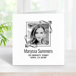 Sello De Caucho Esquina Swirls Square Frame Personalizado Direcció