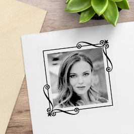 Sello De Caucho Esquina Swirls Square Frame Personalizado Foto