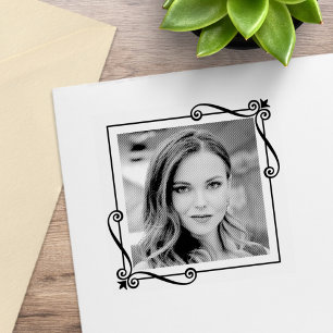 Sello De Caucho Esquina Swirls Square Frame Personalizado Foto