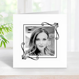 Sello De Caucho Esquina Swirls Square Frame Personalizado Foto