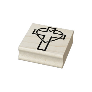 Sello De Caucho estampación de arte de cruz cardíaca