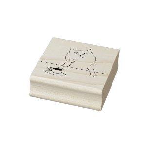 Sello De Caucho estampación de arte de gato de café