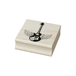 Sello De Caucho estampado artístico de guitarra ala