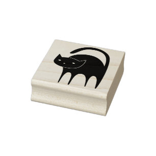 Sello De Caucho estampado de arte de gato negro