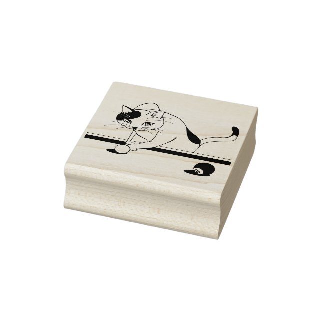 Sello De Caucho estampado de arte de gatos en el billar (Sello)