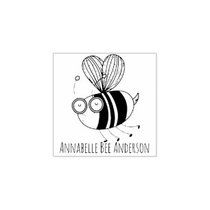 Sello De Caucho Estampado de arte de la madera de abeja azul